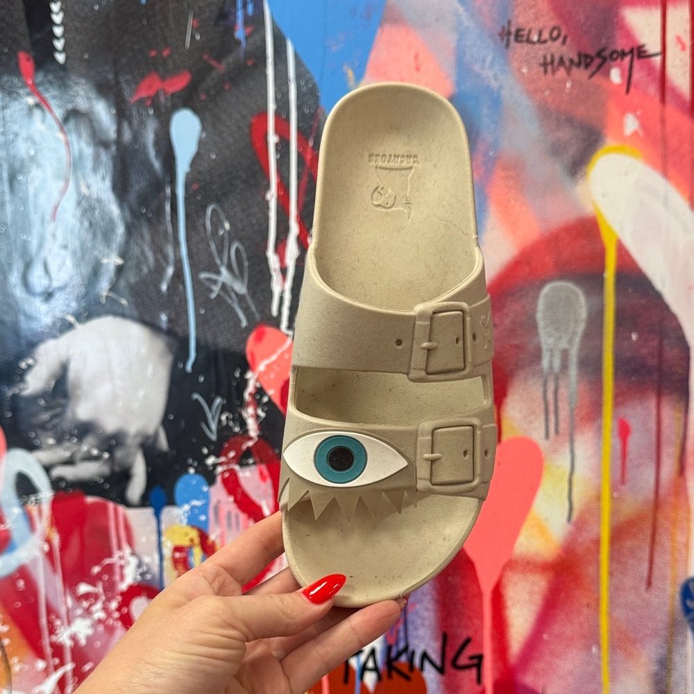 Birkenstock Beige Sandals with Eye Design